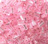 50g 5x4x2mm Light Pink Silver Lined Tile Beads